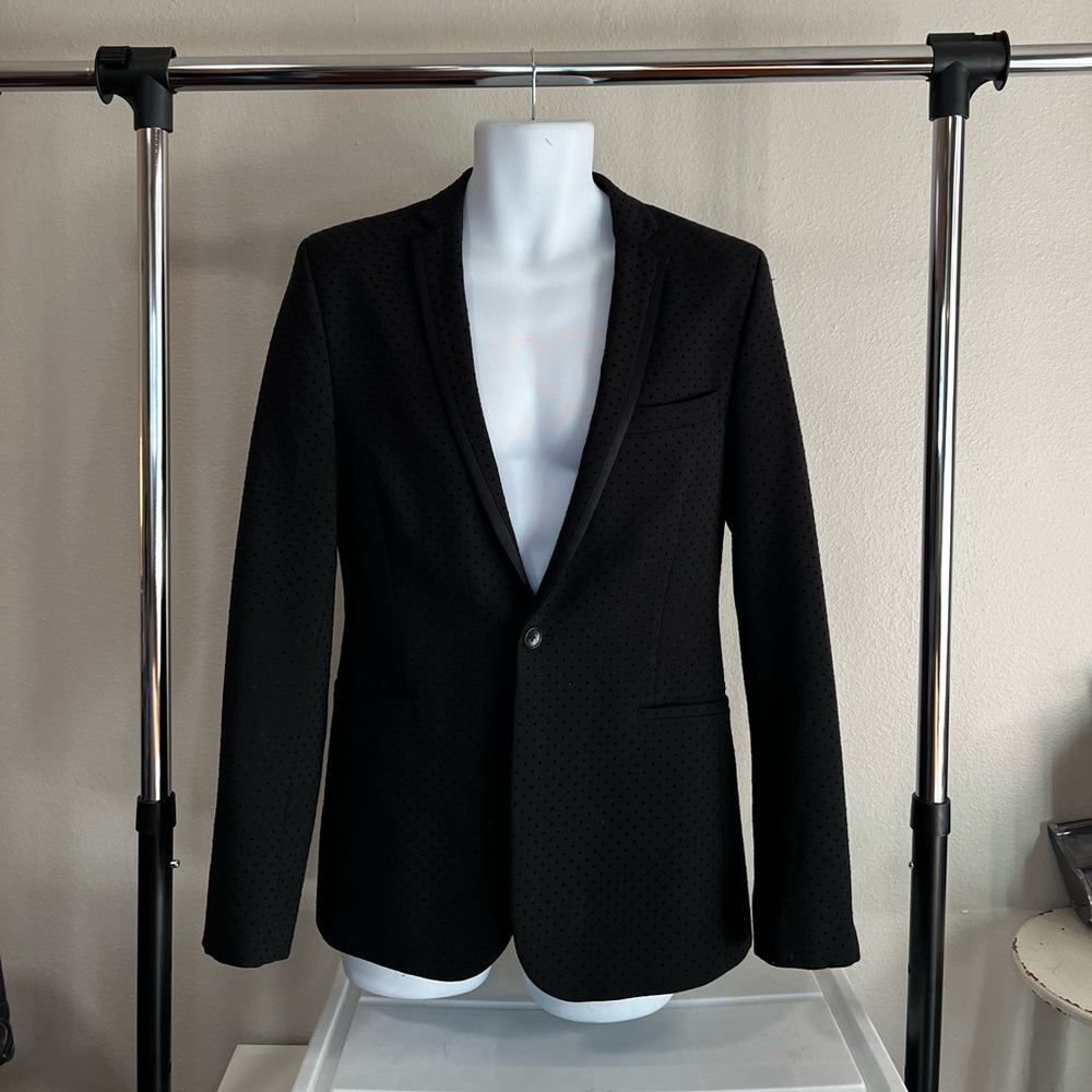 Polka Dot Black Velvet Blazer Size 36 US